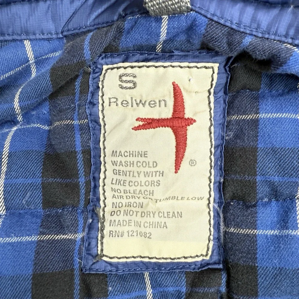 Relwen Jacket Mens Small Blue Puffer Goose‎ Down Quilted Snap Button Outdoors